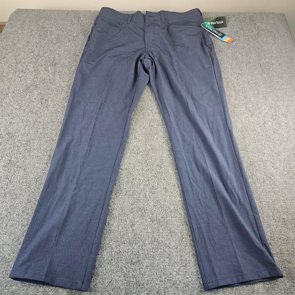 Pro Tour Mens‎ Golf Pants Blue 36x32 MotionPlay 360 Stretch UPF 30 PZBMA028 411